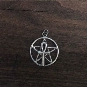 Pentagram and Ankh Silver Pendant